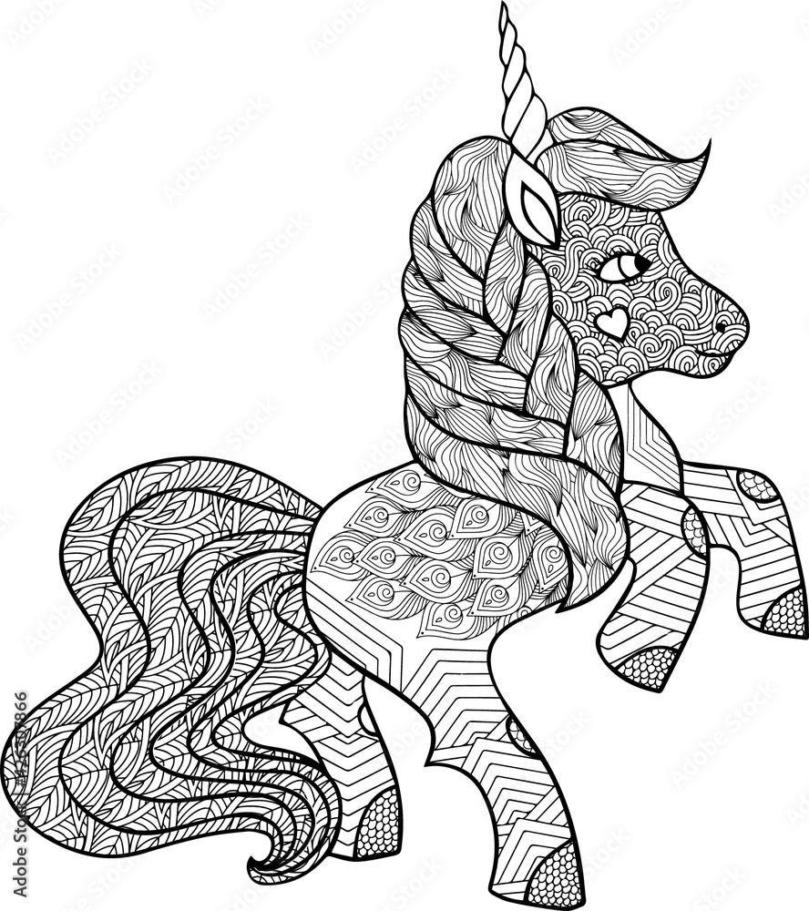Unicorn Mandala Vector And Coloring Page Stock Vector Adobe Stock