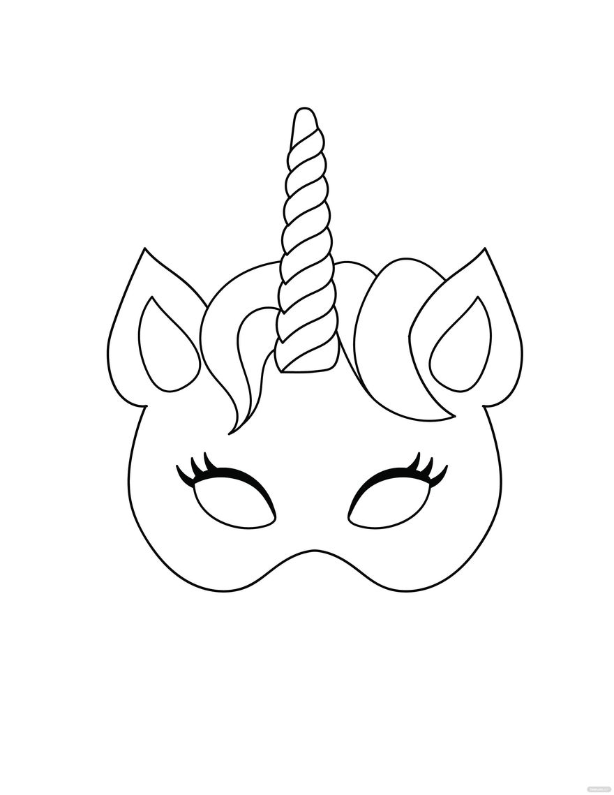 Unicorn Mask Coloring Page In Illustrator PDF SVG JPG EPS PNG Download Template