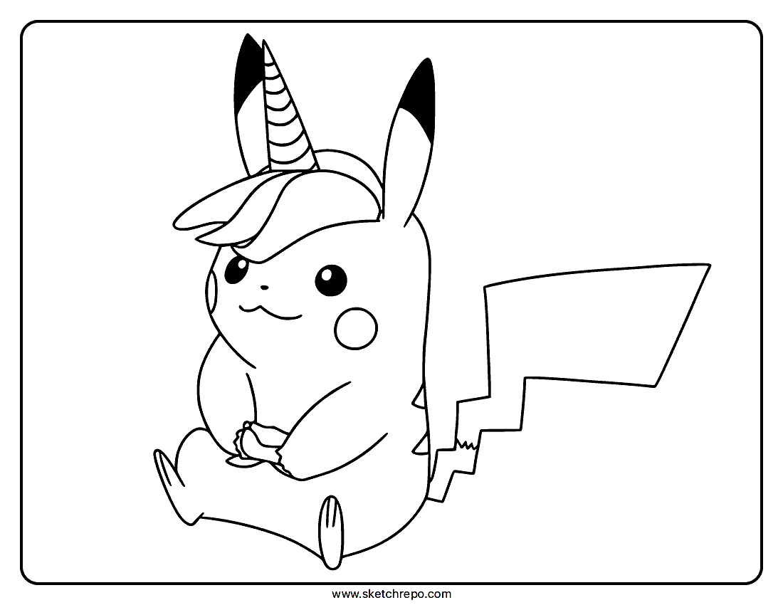 Unicorn Pikachu Coloring Page Sketch Repo