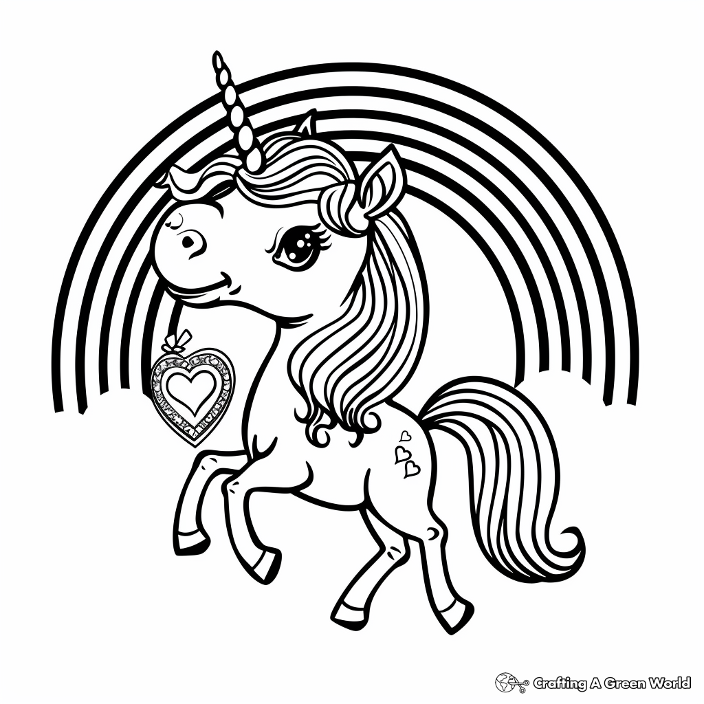 Unicorn Valentine Coloring Pages