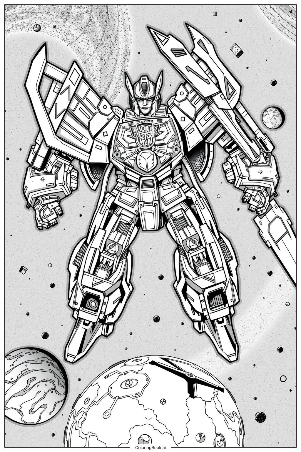 Unicron Transformers Hovering Above Earth Coloring Page Free PDF PNG Printable 