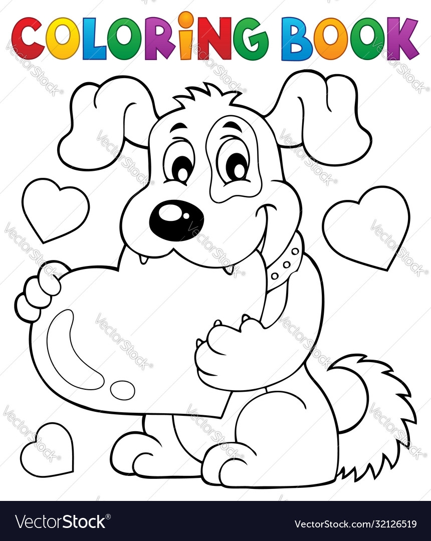 Valentine Dog Coloring Page Royalty Free Vector Image