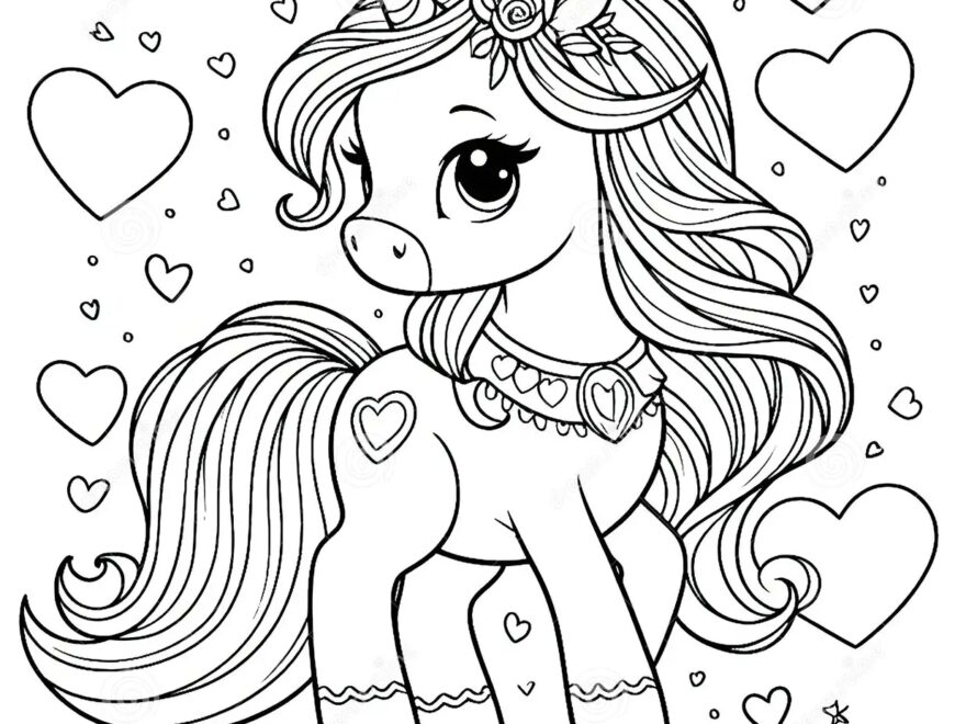 Valentine S Unicorn Heart Coloring Sheet Stock Illustration Illustration Of Heart Magic 306681528
