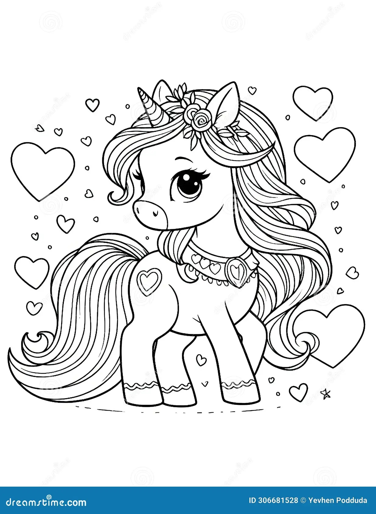 Valentine S Unicorn Heart Coloring Sheet Stock Illustration Illustration Of Heart Magic 306681528
