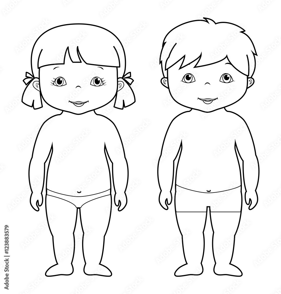 Vector Coloring Page Of Cute Baby Boy And Girl Stock Vector Adobe Stock
