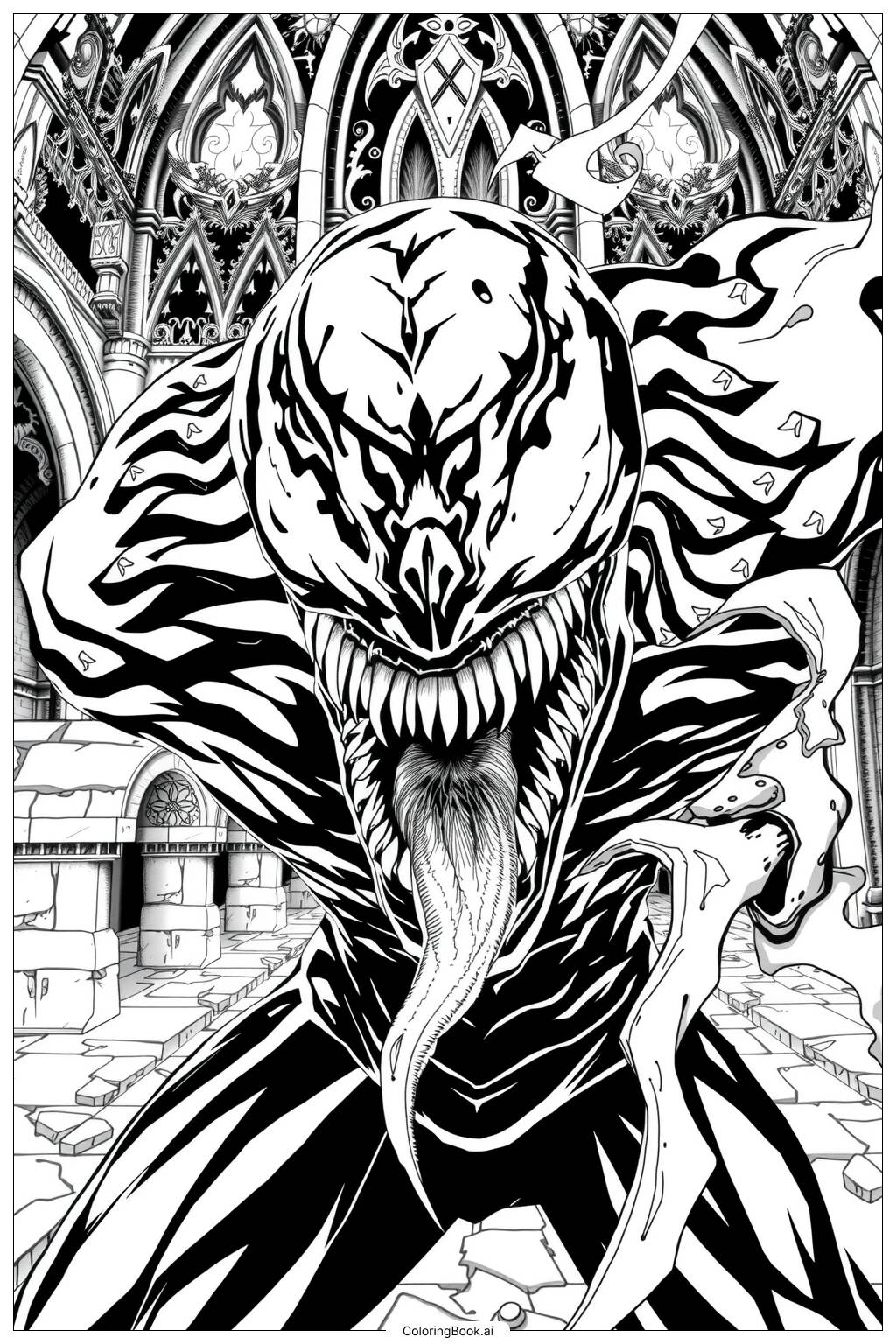 Venom Face Coloring Page Free PDF PNG Printable 