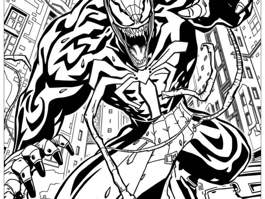 Venom Spiderman Epic Showdown 2 Coloring Page Free PDF PNG Printable
