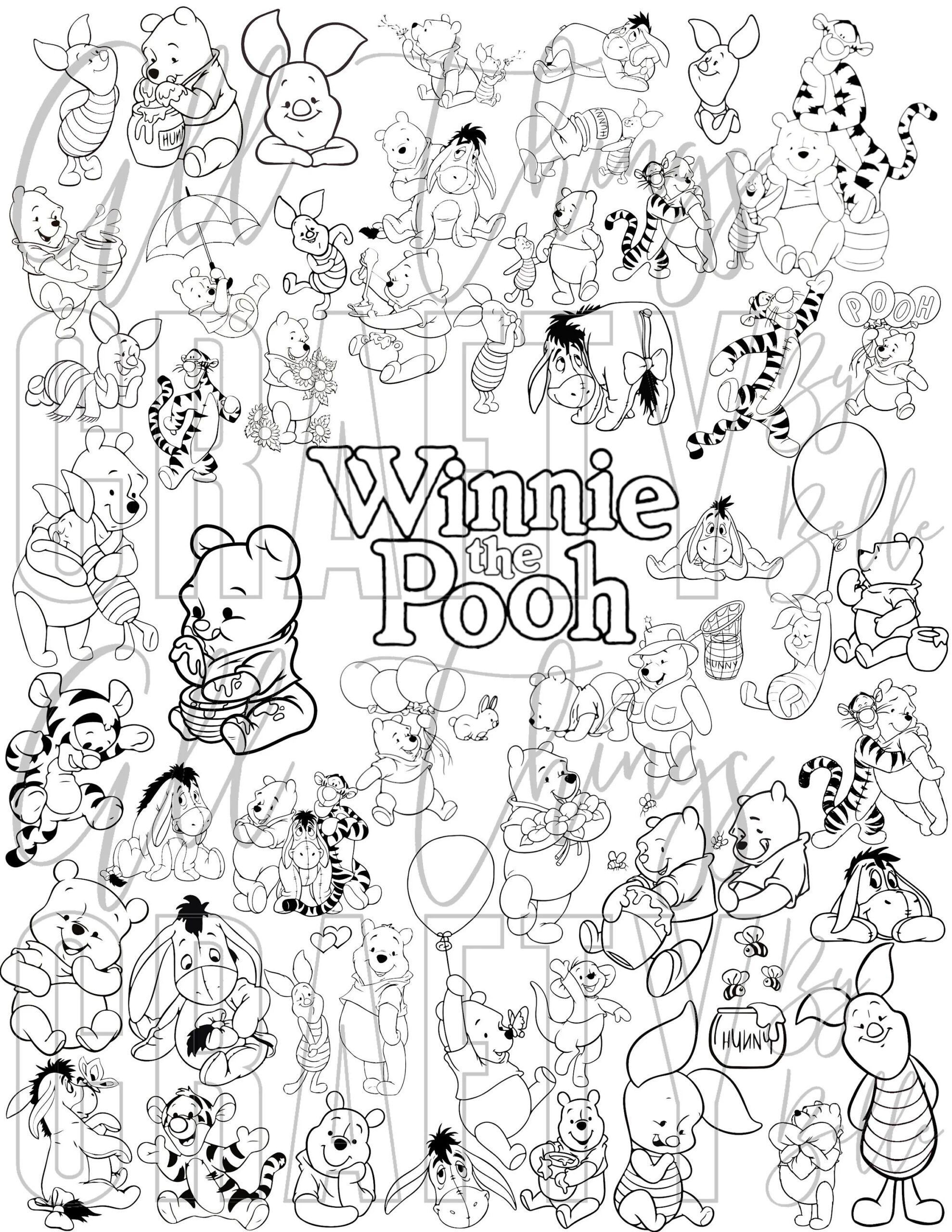 Winnie The Pooh Coloring Sheets 55 Digital PDF Coloring Pages Etsy
