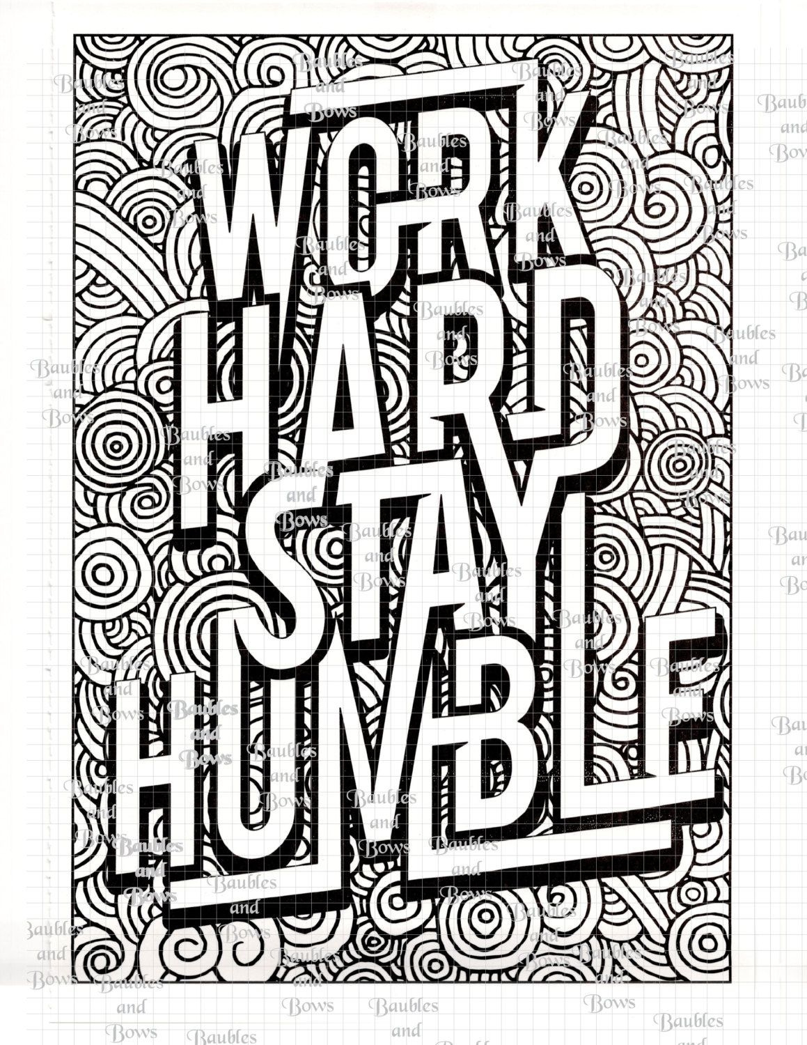 Work Hard Mandala Coloring Page Work Hard Mandala Coloring Page