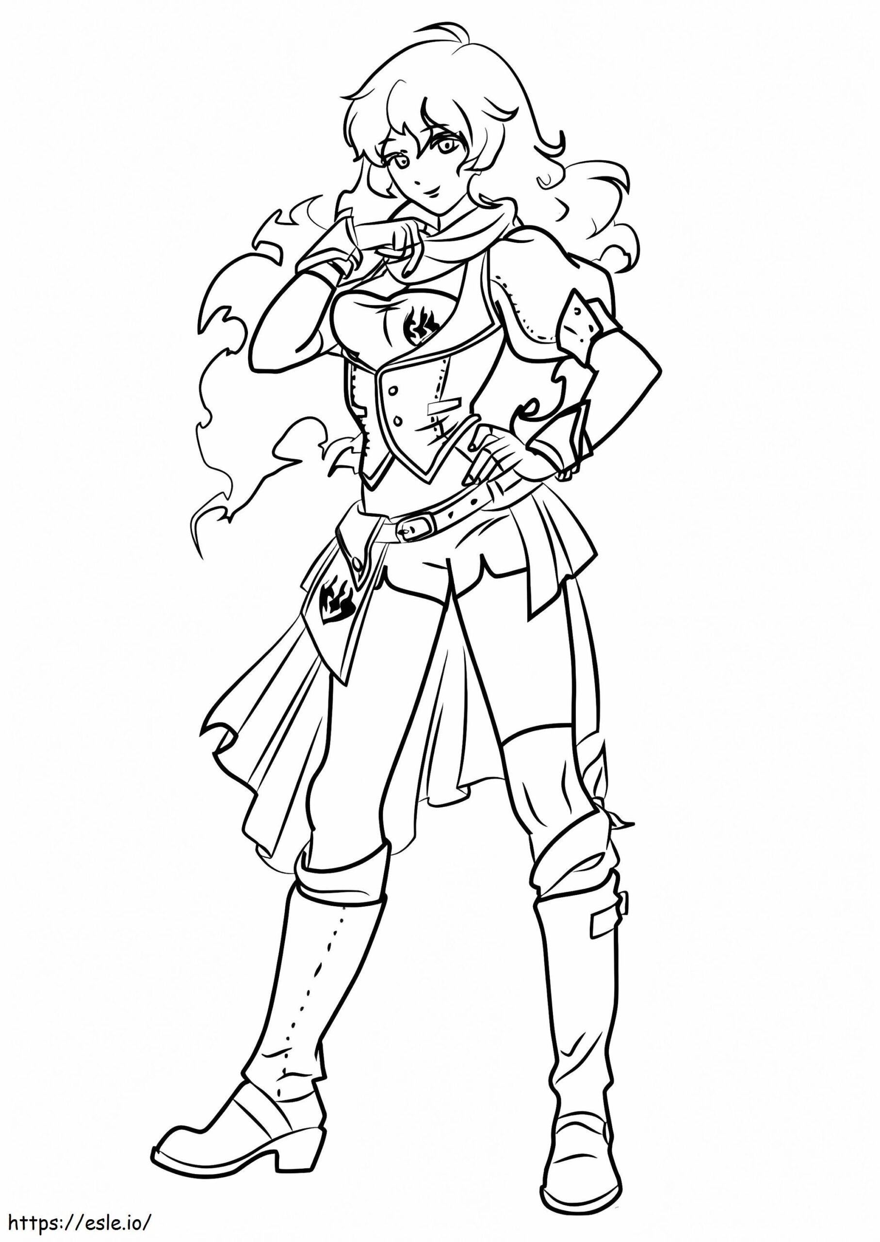 Yang Xiao Long From RWBY Coloring Page