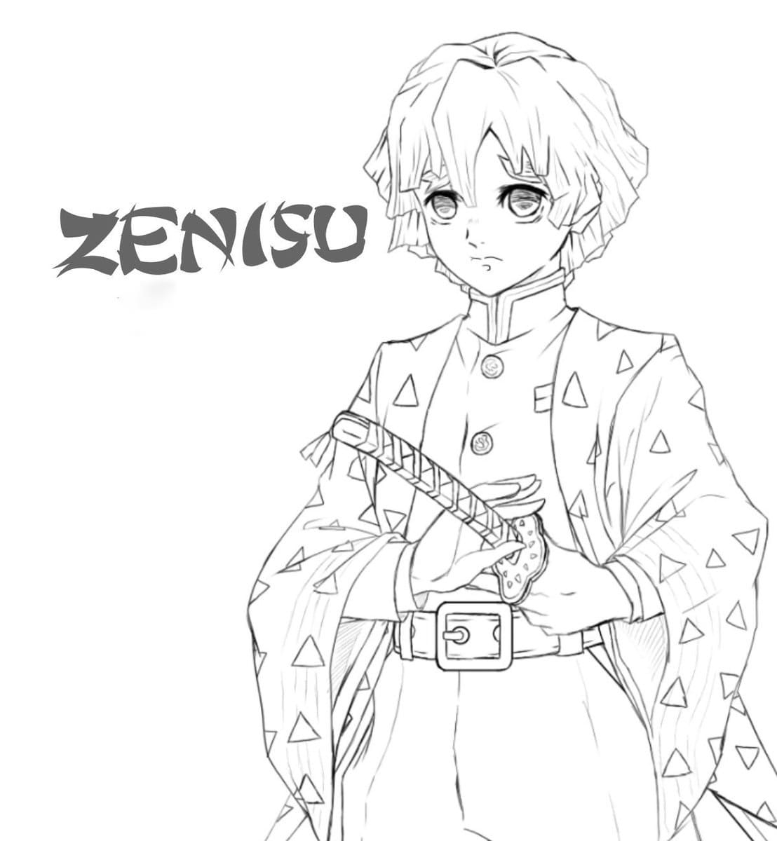 Zenitsu Image Coloring Page Download Print Or Color Online For Free